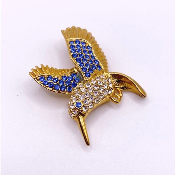 Vintage 1999 Plainville Stock Co PSCO Rhinestone Hummingbird Pin Brooch 2” - Picture 3 of 7